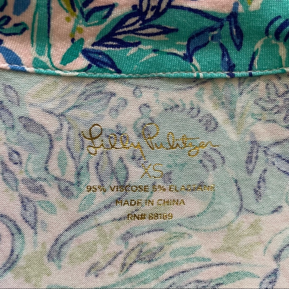 Lilly Pulitzer Ruffle PJ Button Up Top Melon Fig Tint Monkey Sea Pajama Top XS - Picture 12 of 16